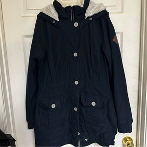Hollister Women's Stretch Hooded Coat Size M Medium Sherpa Lined Heritage